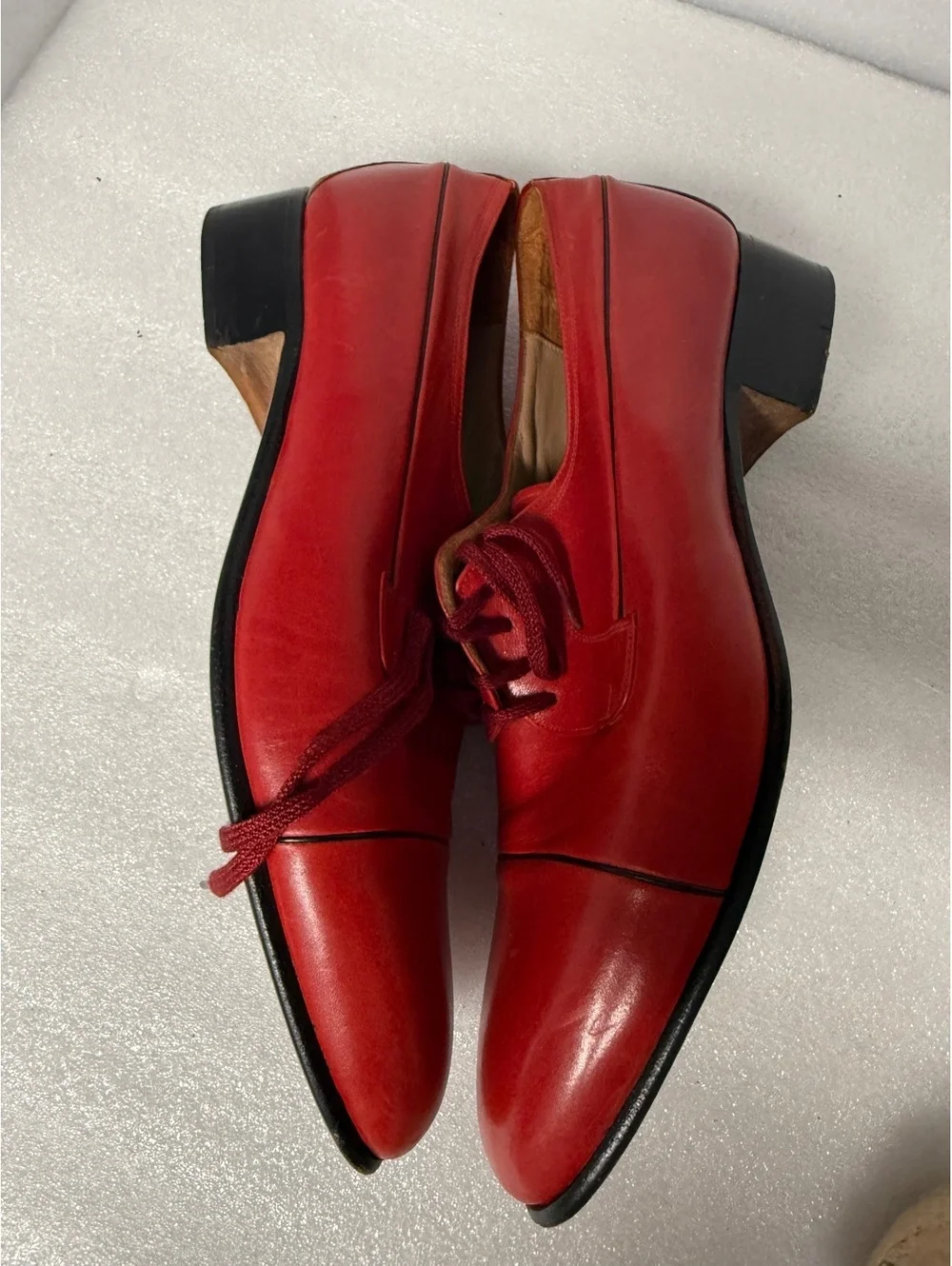 Vintage Mario Cerutti Red Leather Lace-Up Shoes Made in Italy Size 8